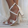 Women&#39;s High Heel White Classic Chunky Heel Shoes