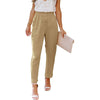 Women&#39;s Casual Loose And Comfortable Pant Belt Pocket Elastic Pants