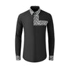 Men&#39;s Cotton Blended Long-sleeved Backprint Shirt With Front Panel And Contrast Color