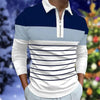 Men&#39;s Polo Shirt Long Sleeve Color Matching Zipper T-shirt Top