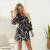 Women&#39;s V-neck Loose Lace-up Printed Dress