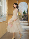 Girl French Woman Chic Dress Romantic Bow Bandage Chiffon