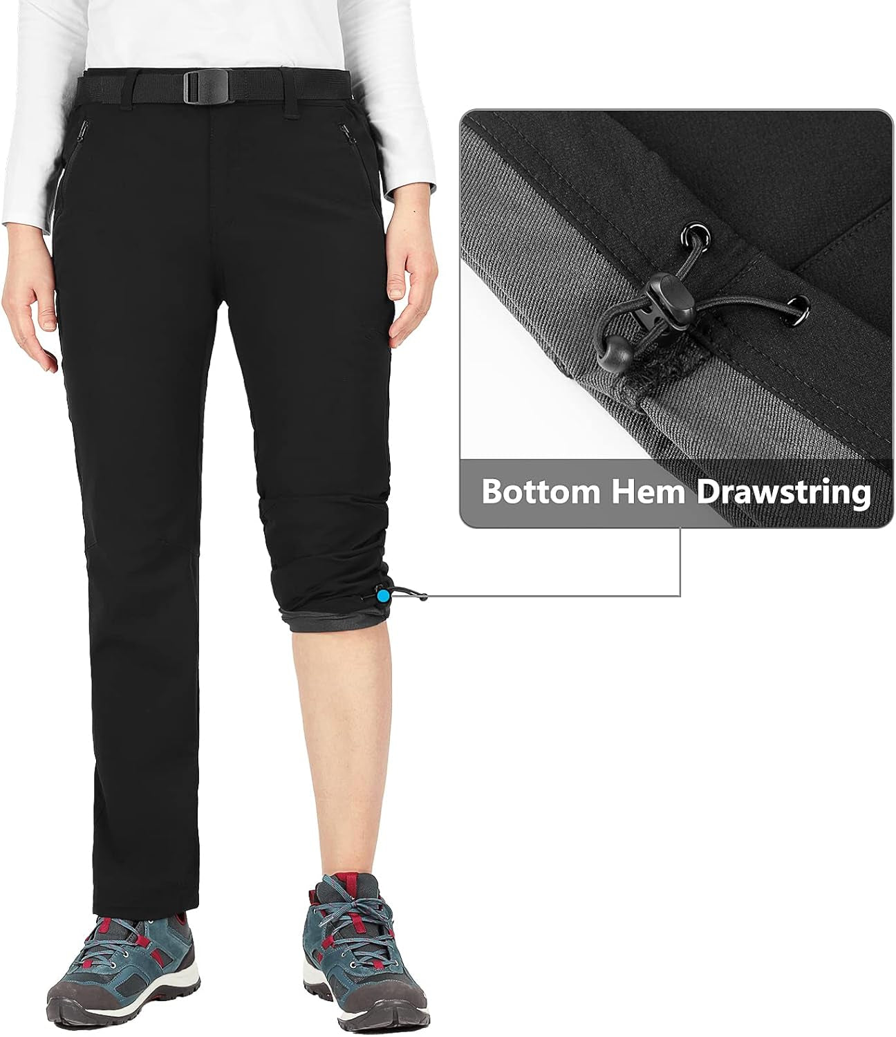 Womens Golf Pants Water-Resistant Lightweight Hiking Pants with Adjustable Bottom for Travel, Camping, Fishing