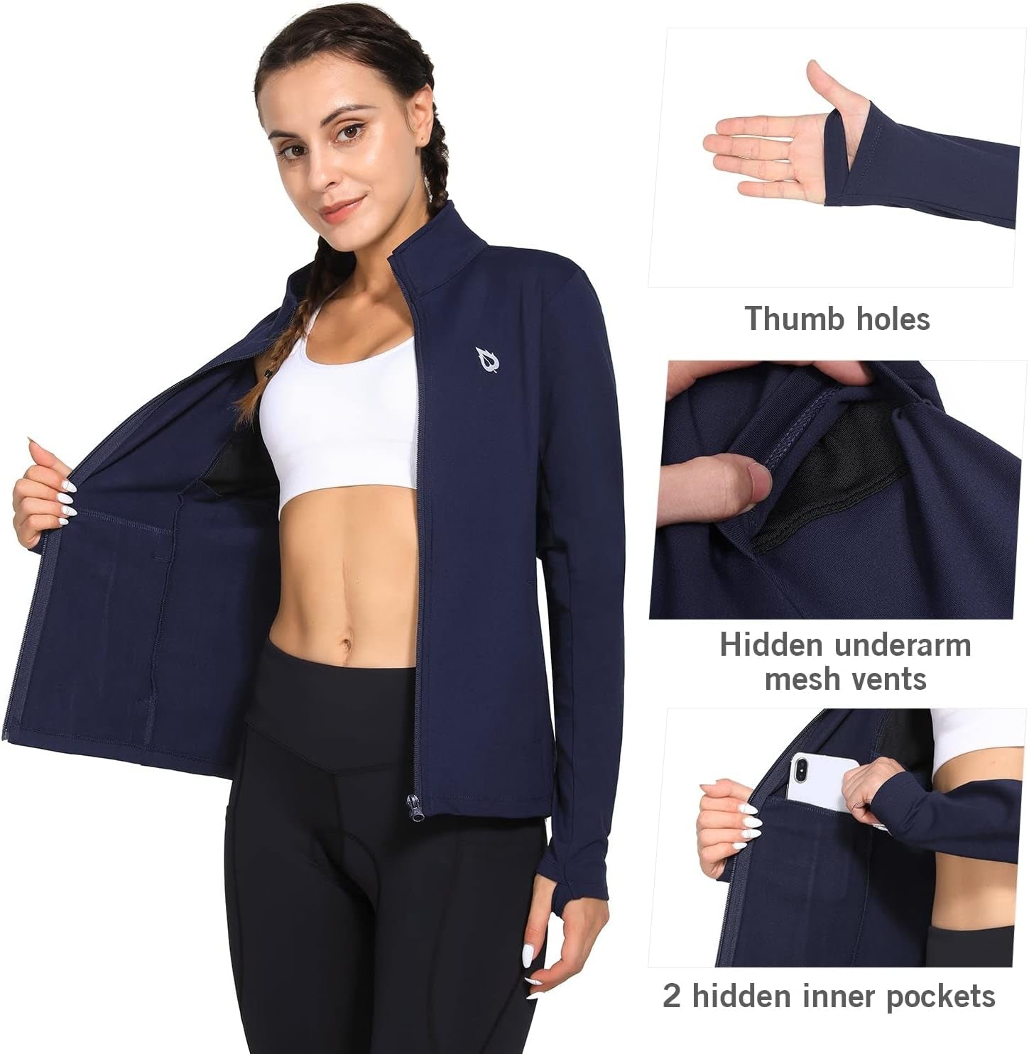 Women'S Fleece Running Jacket Water Resistant Full Zip Winter Cold Weather Gear Thermal Cycling Workout Jackets