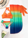 European And American Vacation Style Three Piece Swimsuit Women&#39;s Bikini Yarn Skirt Suit