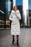 Slim Fit Below The Knee Cotton Coat Big Fur Collar Thickened Padded Jacket