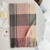 Women&#39;s All-match Cashmere Plaid Tassel Thickened Warm Shawl Scarf