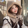 Korean Balaclava Hat Female Winter Warm Hat Scarf One Couple Earflaps Woolen Knitted Hat