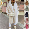 Lapel Lamb Fleece Coat With Pockets Faux Fur Coat Winter Warm Thickening Long Windbreaker Women&#39;s Clothing