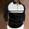 Men&#39;s Polo Shirt Long Sleeve Color Matching Zipper T-shirt Top