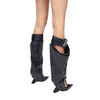 High-profile Wedge Sleeve Pointed Slip-on Strap Large Fastener Boots