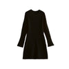 Fashion Solid Ribbed Knitted Dress Fall And Winter Slim-fit Stand-up Collar A-line Dresses Women&#39;s Clothing