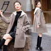 Women&#39;s Knitted Hooded Temperament Woolen Coat