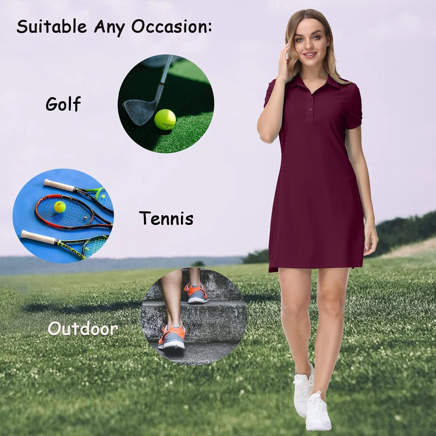 Women T Shirt Dress Hiking/Tennis/Golf/Leisure Comfortable and Soft Athletic Dress for Women