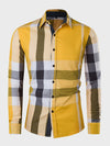 Men&#39;s Cotton Long Sleeve Color Matching Plaid Shirt