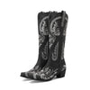 Embroidered Western Denim Retro Women&#39;s Knee-length Boots