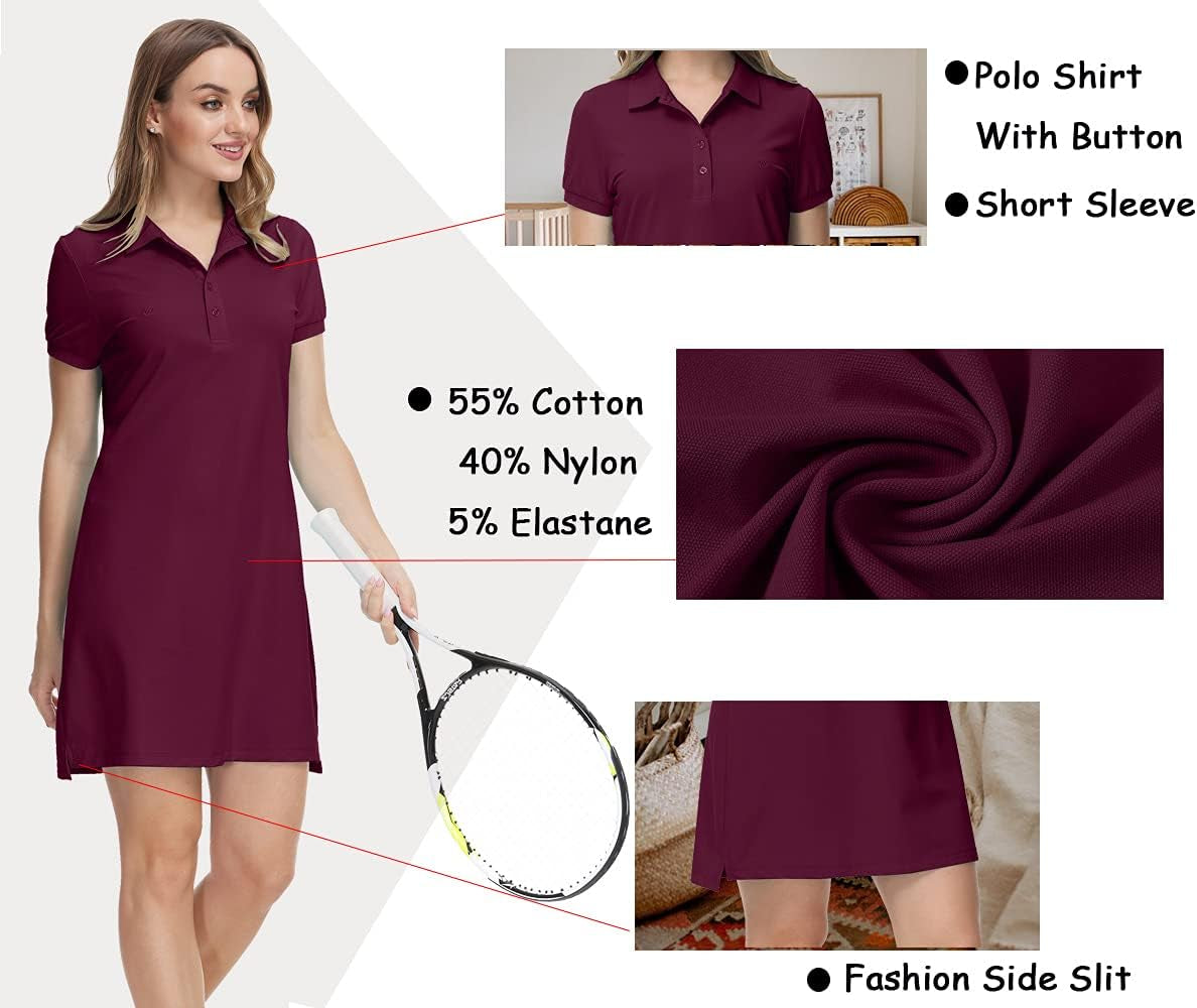 Women T Shirt Dress Hiking/Tennis/Golf/Leisure Comfortable and Soft Athletic Dress for Women