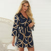 Women&#39;s V-neck Loose Lace-up Printed Dress