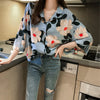 Loose Western Style Blouse Chiffon Sunscreen Shirt Retro Floral