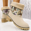 Flowers Embroidered Snow Boots Ethnic Style Platform Thick Square Heel Mid-tube Boot Winter Warm Cotton Shoes For Women