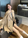 Women&#39;s Fashion Casual Pure Color Tied Slimming Coat