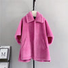 Women&#39;s Mid-length Loose Batwing Sleeve Lamb Fur Coat