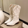 New Plus Size Pointed Embroidery Western Cowboy Boot Women