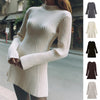 Fashion Solid Ribbed Knitted Dress Fall And Winter Slim-fit Stand-up Collar A-line Dresses Women&#39;s Clothing