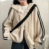 Simplicity Temperament Hoodie With Drawstrings Design Niche Loose Small-sized Long Sleeve Sweater