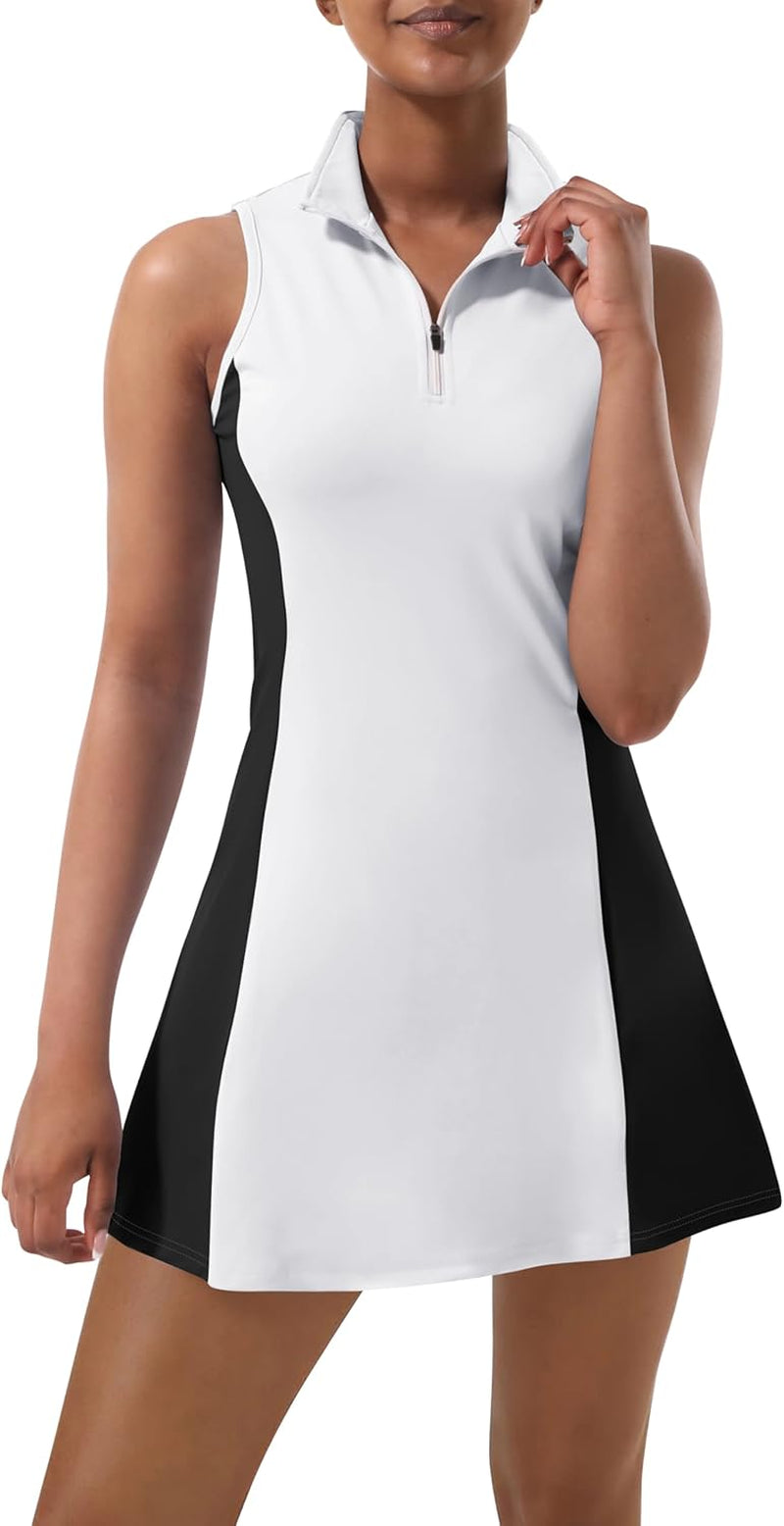 Tennis Dress for Women, Tennis Golf Dresses with Built in Shorts and Pockets for Sleeveless Workout Athletic Dresses