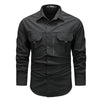 Retro Workwear Shirt Men&#39;s Long-sleeved Spring Fashion Brand Casual Overshirt