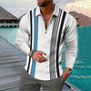 Men&#39;s Polo Shirt Long Sleeve Color Matching Zipper T-shirt Top