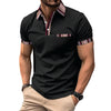 Printed Collar Button Versatile Men&#39;s T-shirt