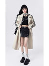 Women&#39;s Trench Coat Vintage Stripe Mid-length Coat