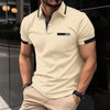 Men&#39;s Casual Polo Shirt Chest Faux Pocket Lapel Button Business T-shirt