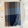 Women&#39;s All-match Cashmere Plaid Tassel Thickened Warm Shawl Scarf