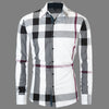 Men&#39;s Cotton Long Sleeve Color Matching Plaid Shirt