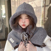 Korean Balaclava Hat Female Winter Warm Hat Scarf One Couple Earflaps Woolen Knitted Hat