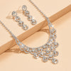 Rhinestone Necklace And Earrings Suite Women&#39;s Simple