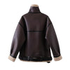 Women&#39;s Suede Fur Integrated Motorcycle Jacket