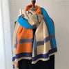 Korean Style Contrast Color Artificial Cashmere Scarf Women&#39;s New Winter