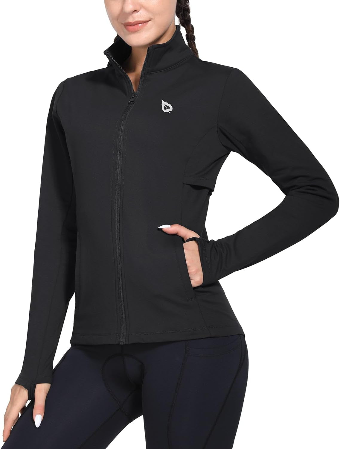 Women'S Fleece Running Jacket Water Resistant Full Zip Winter Cold Weather Gear Thermal Cycling Workout Jackets
