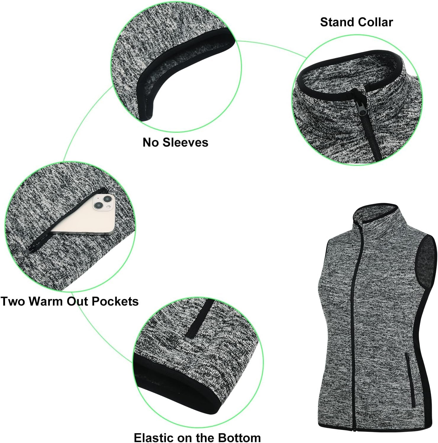 Golf Vests for Women Thermal Sleeveless Vests Outerwear with Pockets& Women Fleece Vest Lightweight
