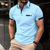 Men&#39;s Casual Polo Shirt Chest Faux Pocket Lapel Button Business T-shirt