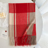 Women&#39;s All-match Cashmere Plaid Tassel Thickened Warm Shawl Scarf