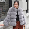 Fox Fur Slimming Stand Collar Splicing Coat