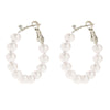 Large Circle And Pearl Earrings C- Shaped Handmade