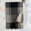 Women&#39;s All-match Cashmere Plaid Tassel Thickened Warm Shawl Scarf