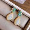 Natural White Jade Drop-shaped Women&#39;s Long Earrings