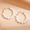 Large Circle And Pearl Earrings C- Shaped Handmade